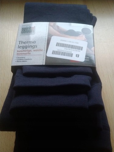 Legginsy damskie ocieplane 100 den granatowe S/M