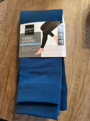 Legginsy damskie ocieplane 120 den niebieskie XXL