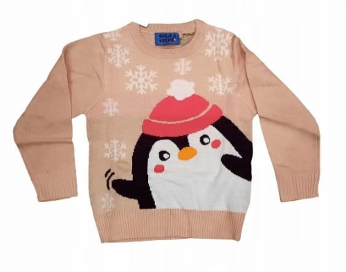 Sweter dziewczęcy z pingwinem 98/104