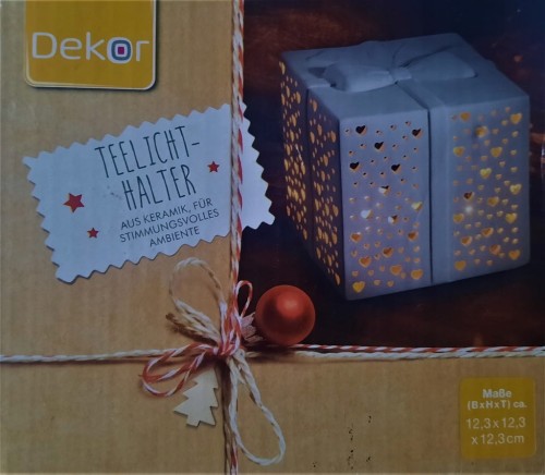 Świecznik ceramiczny ażurowy prezent 12,3 x 12,3cm