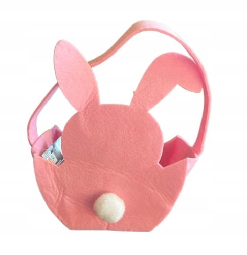 Koszyk filcowy wielkanocny króliczek różowy 21 cm