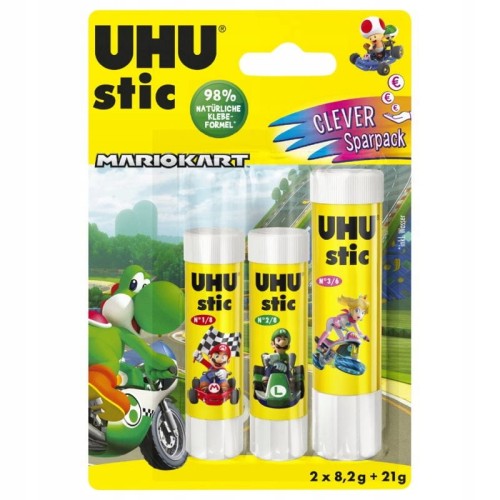 Klej w sztyfcie UHU MARIOKART, 21 g + 2 x 8,2 g, blister