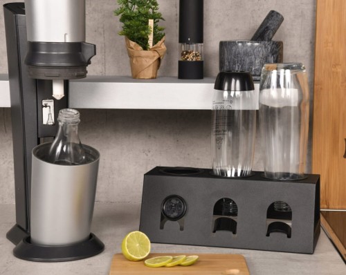 Ociekacz do butelek Sodastream z miską, czarny