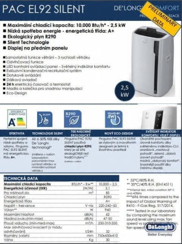 DeLonghi PAC EL92 SILENT klimatyzator przenośny