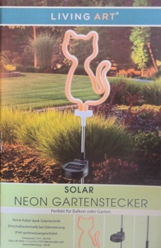Kot solarny neon lampki ogrodowe LED 70 cm