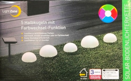 Lampa solarna wbijana biała półkule 15 i 12 cm 5 szt. RGB