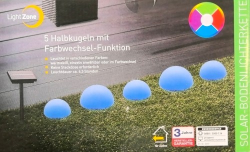 Lampa solarna wbijana biała półkule 15 i 12 cm 5 szt. RGB