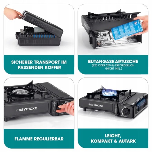 Przenośna kuchenka gazowa 2100W - Czarna Easymaxx 12126