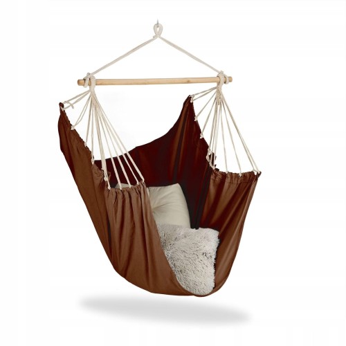 Krzesło brazylijskie z bawełny Relaxdays 10023675  hamak brązowy