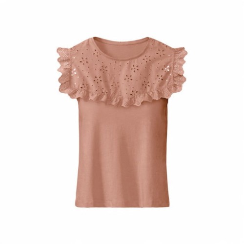Koszulka top damski z koronką morelowy XS 32/34