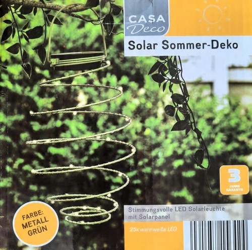 LAMPION LAMPA SOLARNA WISZĄCA SPIRALA 25 LED zielona 15 x 20 cm