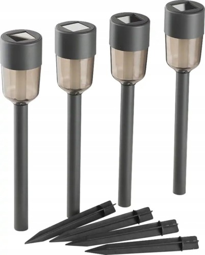 Lampki ogrodowe solarne punktowe 22 cm 4 szt szare