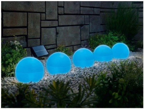 Lampki solarne kule Led 5szt lampa zestaw do ogrodu BIAŁE RGB Casa Deco