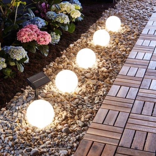 Lampki solarne kule Led 5szt lampa zestaw do ogrodu BIAŁE RGB Casa Deco