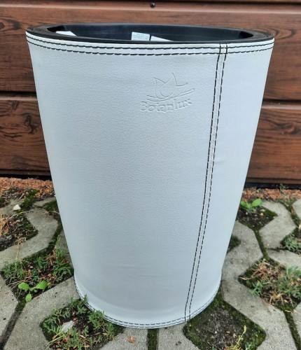 Donica z nawadnianiem, wyjmowanym wkładem biała 39 cm skóra