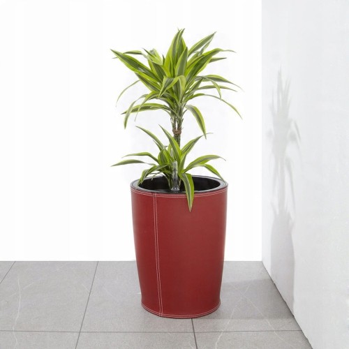 Donica doniczka z nawadnianiem, wyjmowanym wkładem czerwień skóra 39 cm