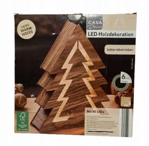 Choinka LED drewniana 35 cm brąz Casa Deco