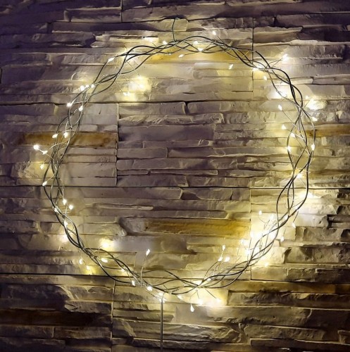 Wieniec 90 Led metalowy srebrny 35 cm