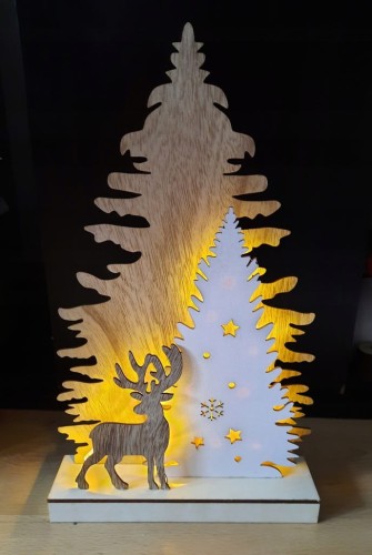 Dekoracja świąteczna drewniana lampa 12 LED remifer