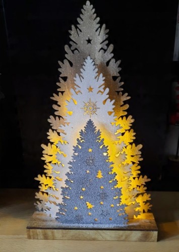 Dekoracja świąteczna lampa 14 LED choinki brokat