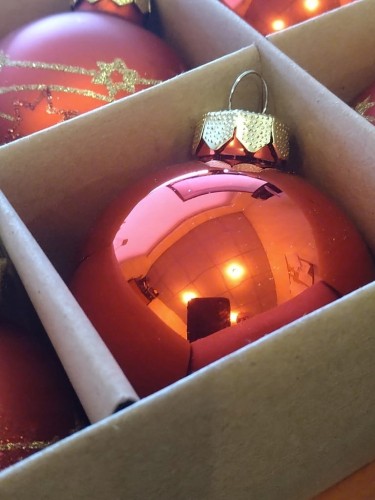 Bombki szklane czerwone 15 szt średnica 6 cm