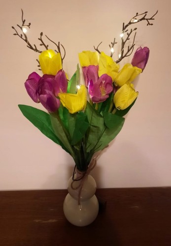 dekoracja wiosenna Gałązki led tulipany 54 cm