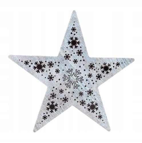 Gwiazda Led drewniana śnieżynki bielona 34 cm Lightzone