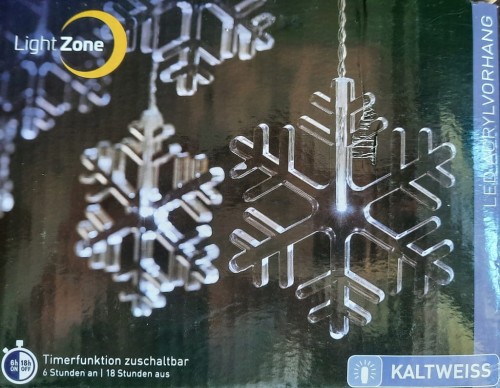 Kurtyna świetlna LED śnieżynki zimna biel 85 x 51cm Lightzone