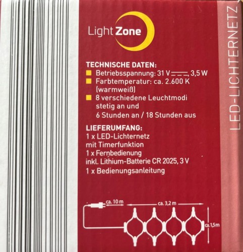 Siatka 160 Led 3,2 x 1,5 m ciepła biała zewnętrzna