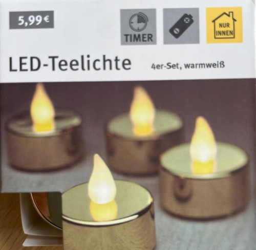 PODGRZEWACZE LED TEALIGHTS 4 SZTUKI złote połysk