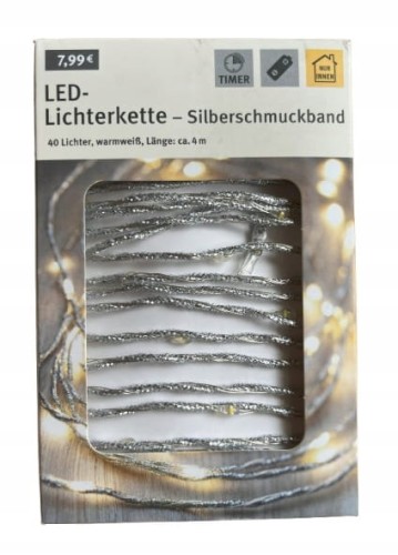 Łańcuch drucik 40 Led srebrny 370 cm Idennwelt