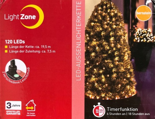 Łańcuch LED 120 12 m bursztynowy Lightzone