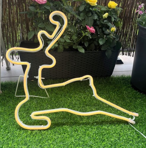 Dekoracja świetlna figura neon 3 D Renifer 44 x 46 cm