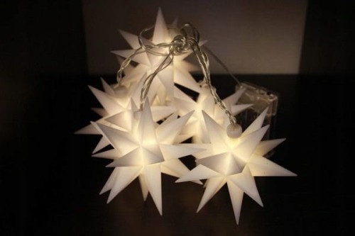 Dekoracja 10szt GWIAZDA GWIAZDY LED BIAŁE TIMER 7,5m 12CM piękne