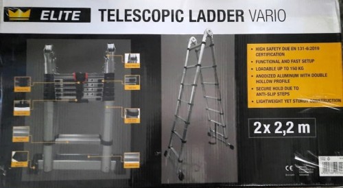 Drabina teleskopowa 2 x 2,2 m aluminiowa rozkładana przenośna Vario