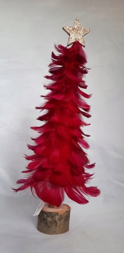 Choinka z różowych piór z gwiazdą 38 cm Dekor