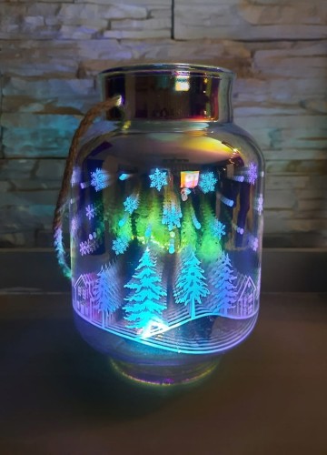 Lampion zimowa wioska szkło Dekor 18 cm
