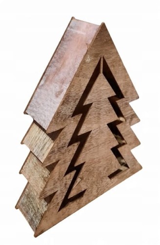 Choinka LED drewniana 35 cm bielona Casa Deco