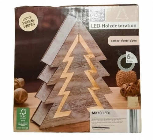 Choinka LED drewniana 35 cm bielona Casa Deco