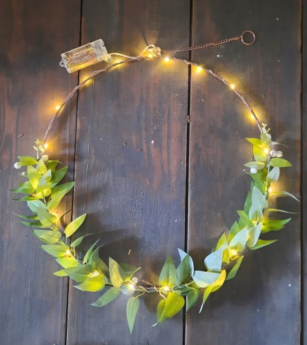 Pierścień dekoracyjny LED listki dekoracja 40 cm