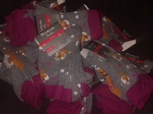 skarpetki 2 pary 39-42 szare z ciastkowym aniołkiem świąteczne